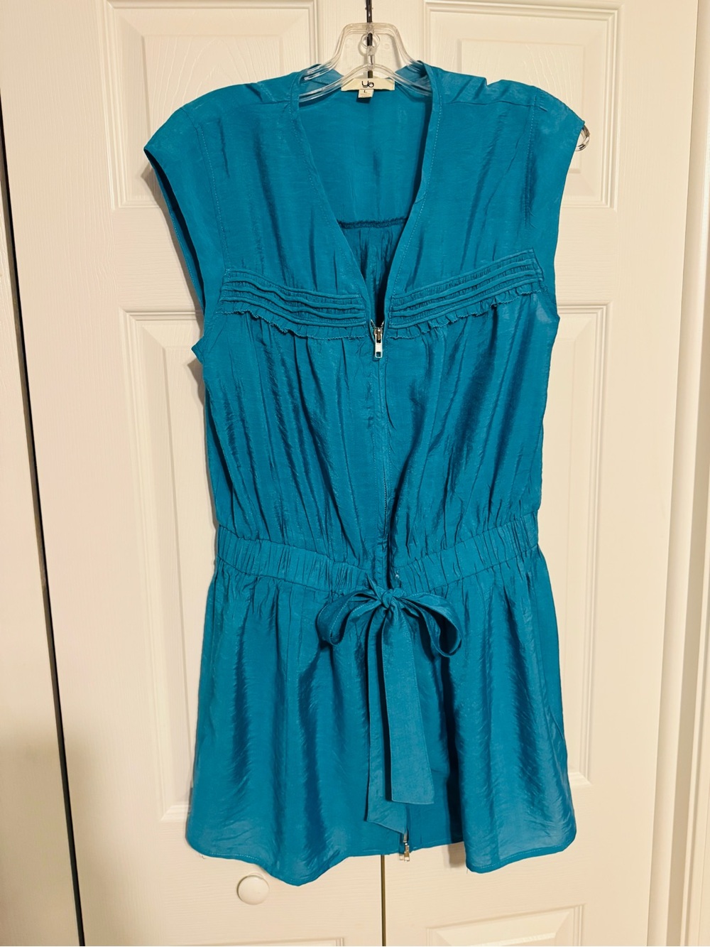 Ya Los Angeles Teal Blue Sleeveless Tunic with Drawstring